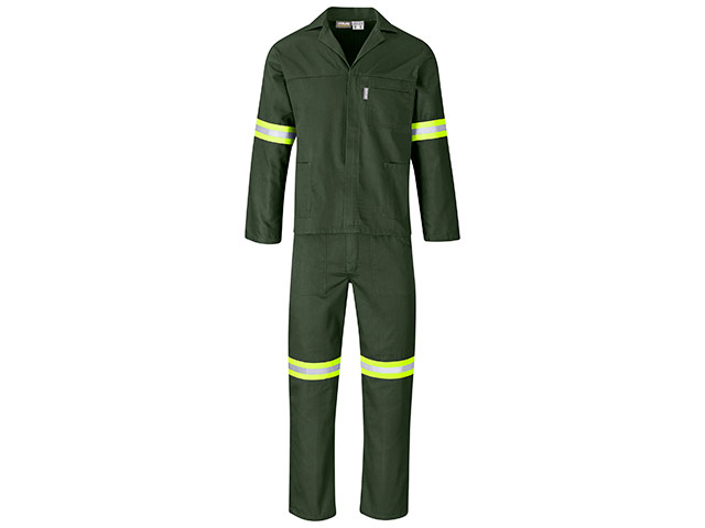 Acid Resistant Polycotton Conti Suit - Reflective Arm and Legs - Yellow Tape - Image 2