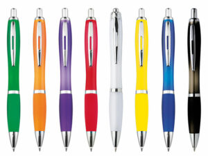 Curved Design Ballpoint Pen with Coloured Barrel