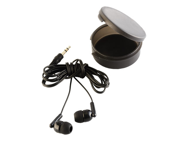 Earphones In Round Case