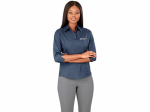 Ladies 3/4 Sleeve Micro Check Shirt