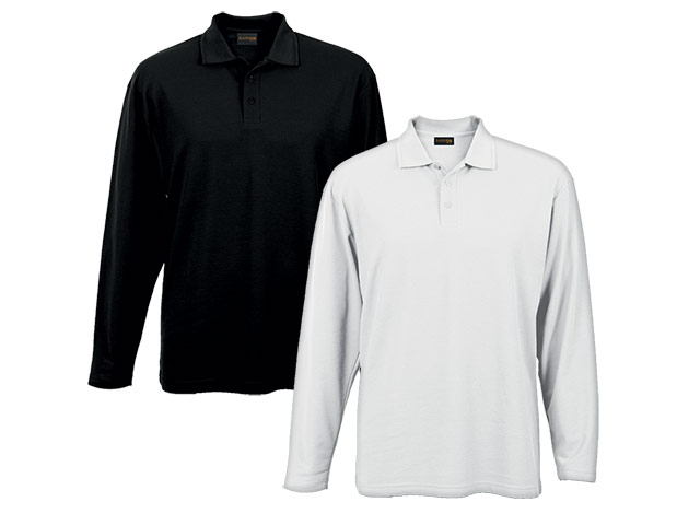 Mens 175G Pique Knit Long Sleeve Golfer - Image 2