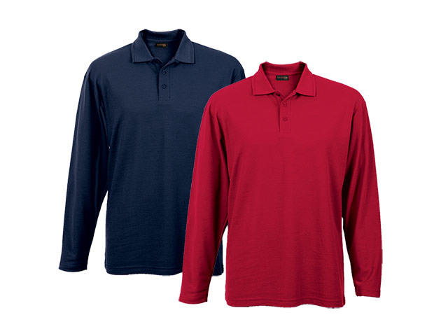 Mens 175G Pique Knit Long Sleeve Golfer - Image 4