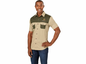 Mens Short Sleeve Serengeti 2-Tone Bush Shirt