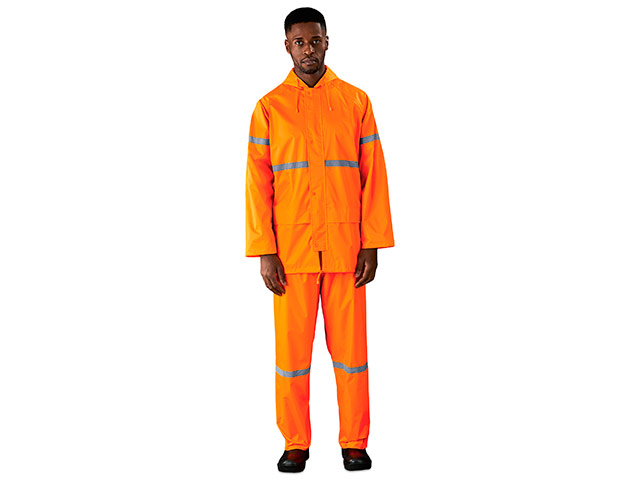 Outdoor Reflective Polyester Pvc Rainsuit
