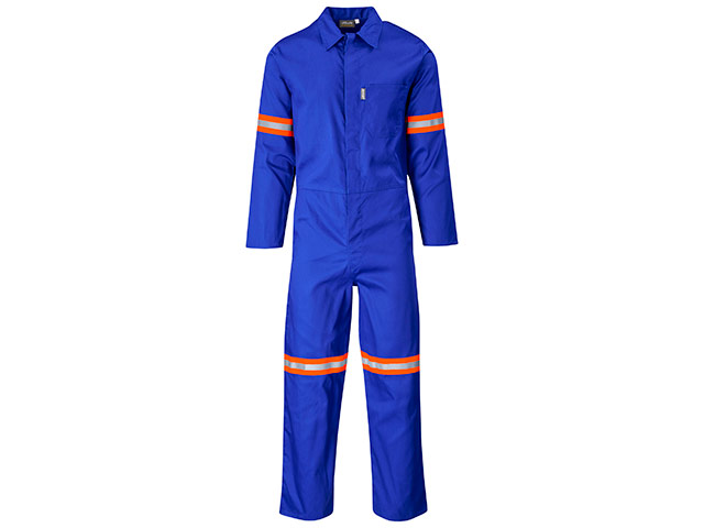 Safety Polycotton Boiler Suit - Reflective Arms Legs and Back - Orange Tape - Image 2