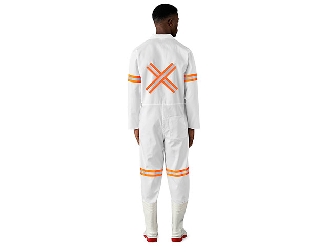 Safety Polycotton Boiler Suit - Reflective Arms Legs and Back - Orange Tape