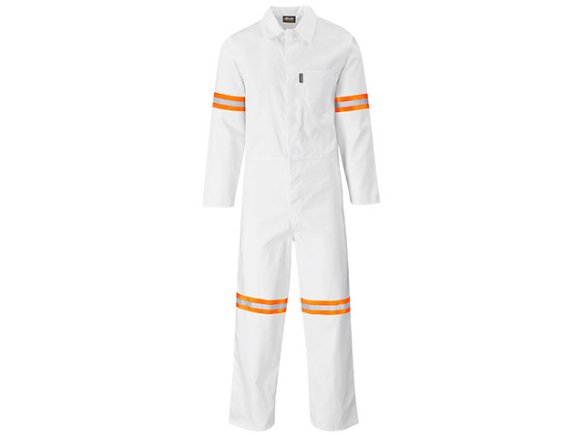 Safety Polycotton Boiler Suit - Reflective Arms and Legs - Orange Tape - Image 2