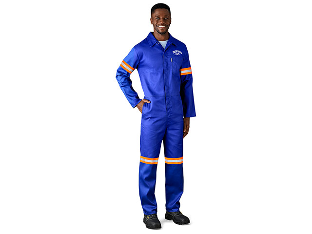 Safety Polycotton Boiler Suit - Reflective Arms and Legs - Orange Tape