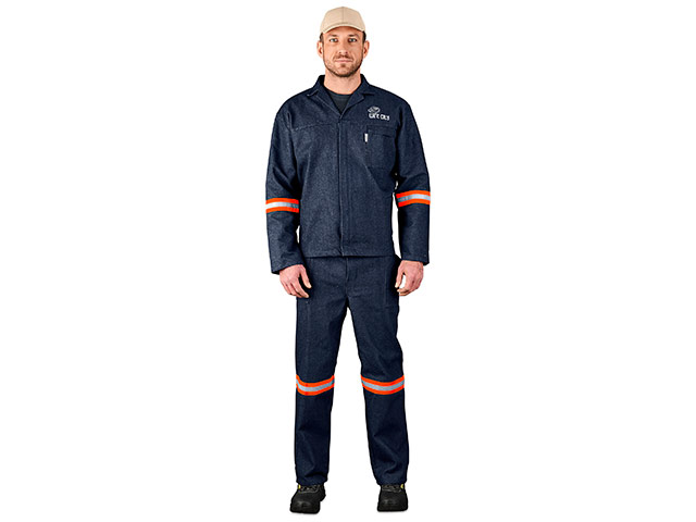 Vintage 100 Percent Cotton Denim Conti Suit - Reflective Arms and Legs - Orange Tape