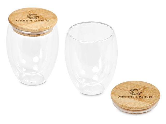 Okiyo Moco Double-Wall Glass Cup Duo Set