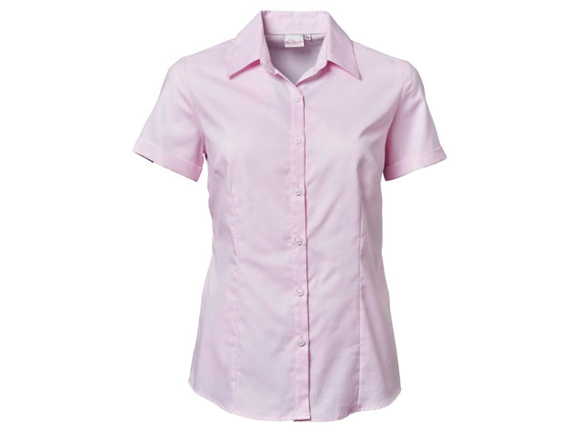 K373 Ladies Oxford Short Sleeve Amber Blouse - Image 3