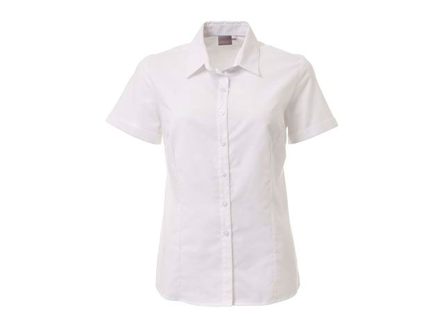 K373 Ladies Oxford Short Sleeve Amber Blouse - Image 4