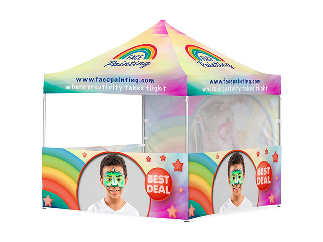 Coated Steel Sublimated Gazebo 3M X 3M - 3 Half-Wall Skins -1 Full-Wall Skin
