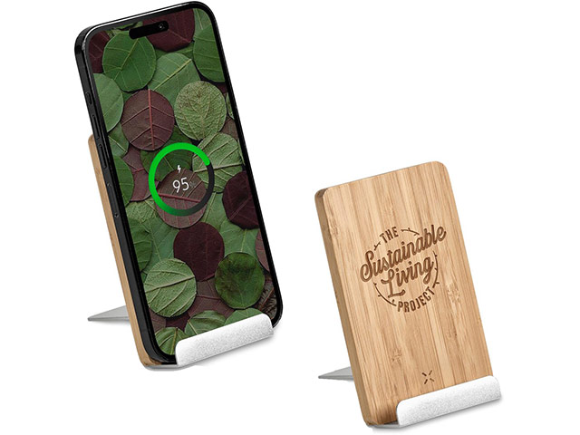 Okiyo Hakka Bamboo And Recycled Aluminium Wireless Charging Phone Stand